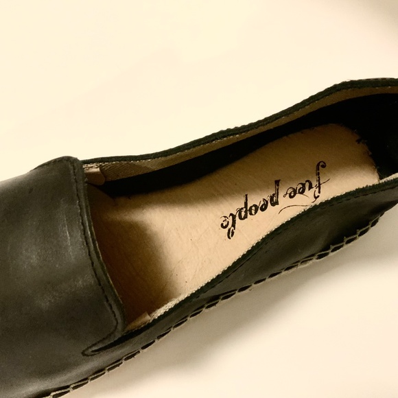 Free People Laurel Canyon Black Leather Espadrille Designer Flat Loafers 40 - Picture 6 of 7